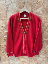 Vintage 70s red yellow preppy freshman mod  style button up cardigan size 48 large by Lasa